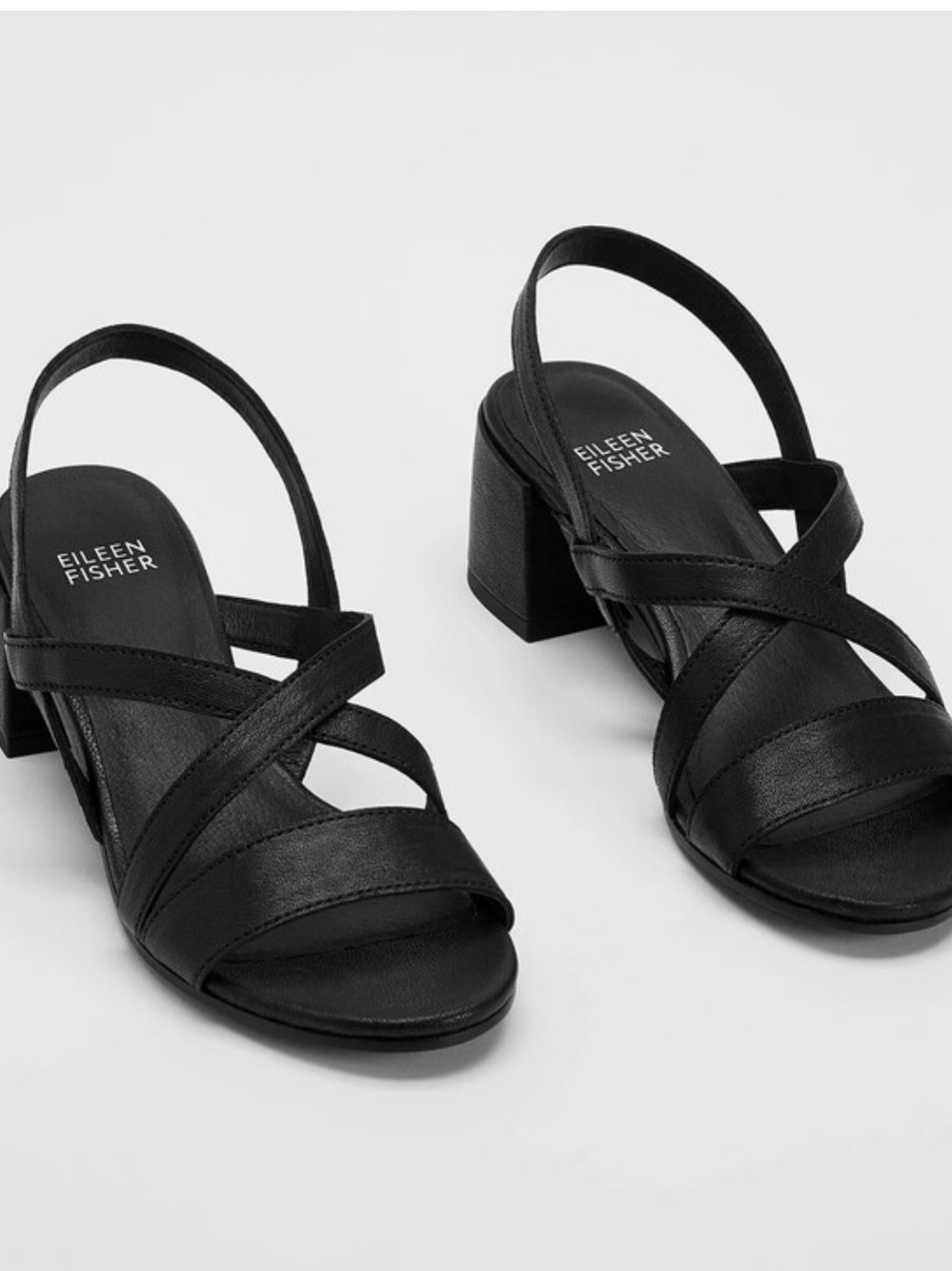 Eileen Fisher Giga Leather Slingback Sandal Black Womens Size 11